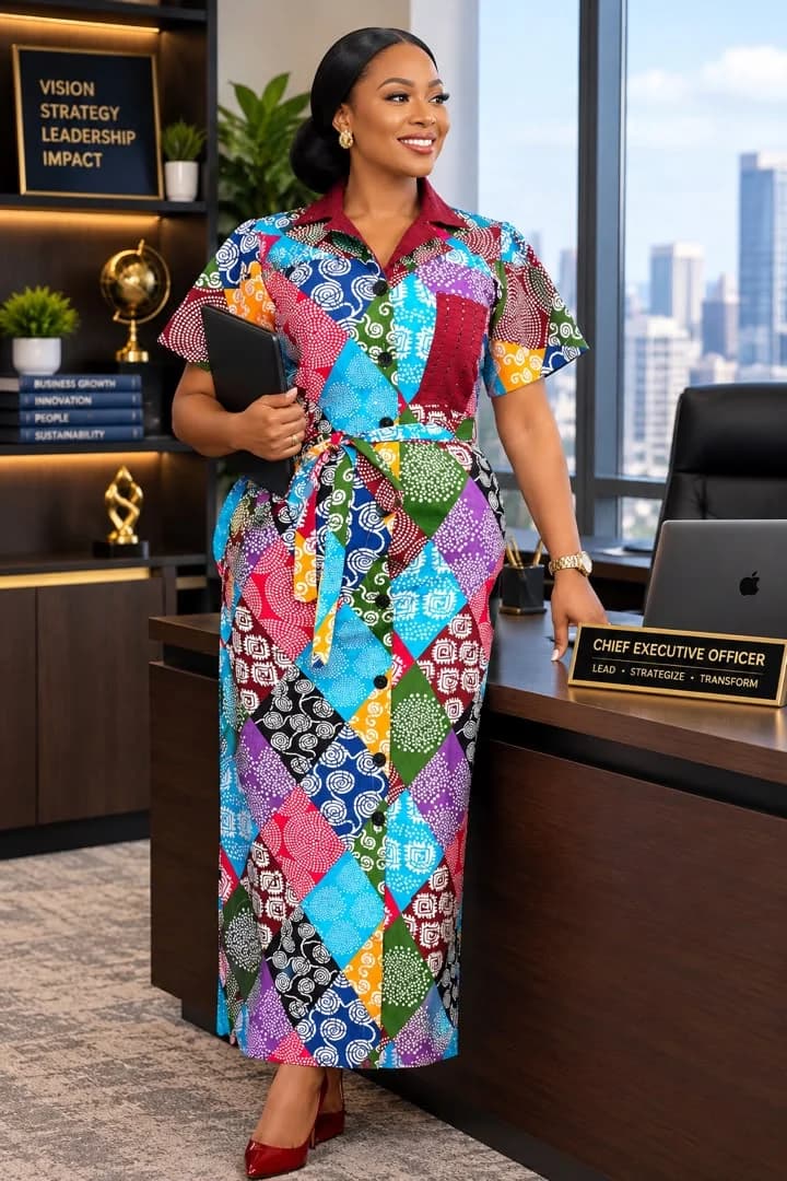 Efua Patchwork Shirt Dress in patchwork